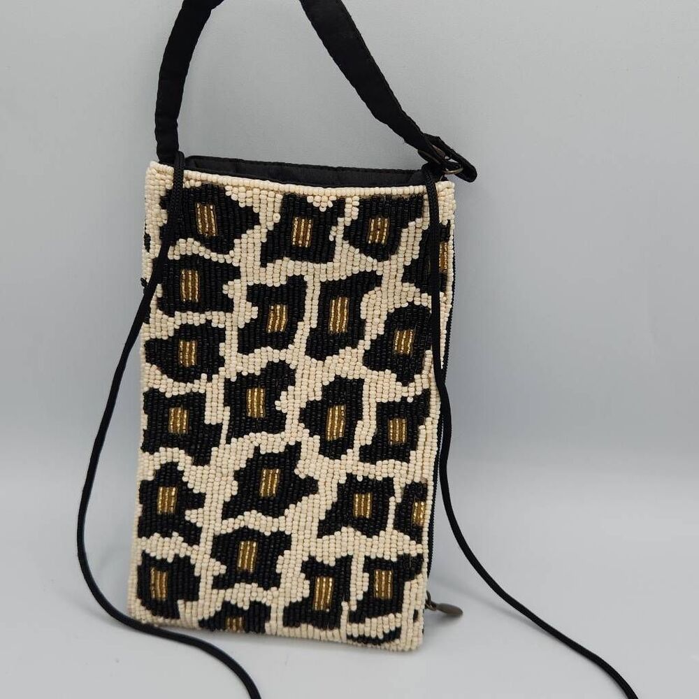 Bamboo trading company leopard print beaded bag